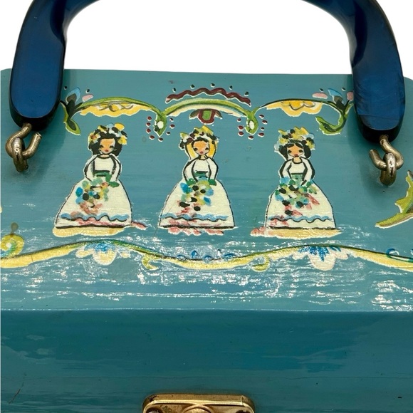 Vintage 1960's Decoupage Hand-Painted Wooden Purse - Picture 13 of 15